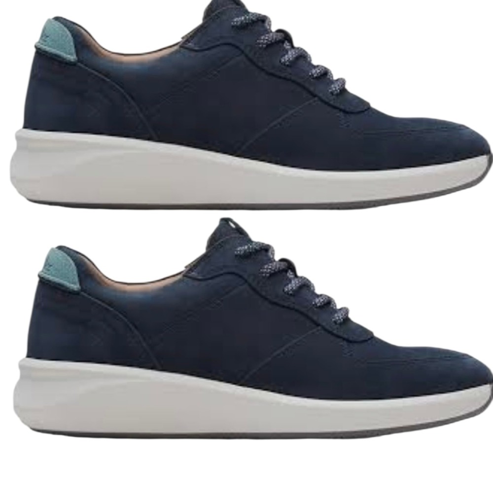 Clarks Women's Un Rio Sprint Sneaker Navy Nubuck Marine‎ Size 7.5 NEW